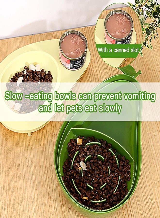 CREDLY Cat Bowl Cat Automatic Drinking Fountain Food Dispenser Leak-Proof Feeding Dish A(Green Yellow) - Image 2